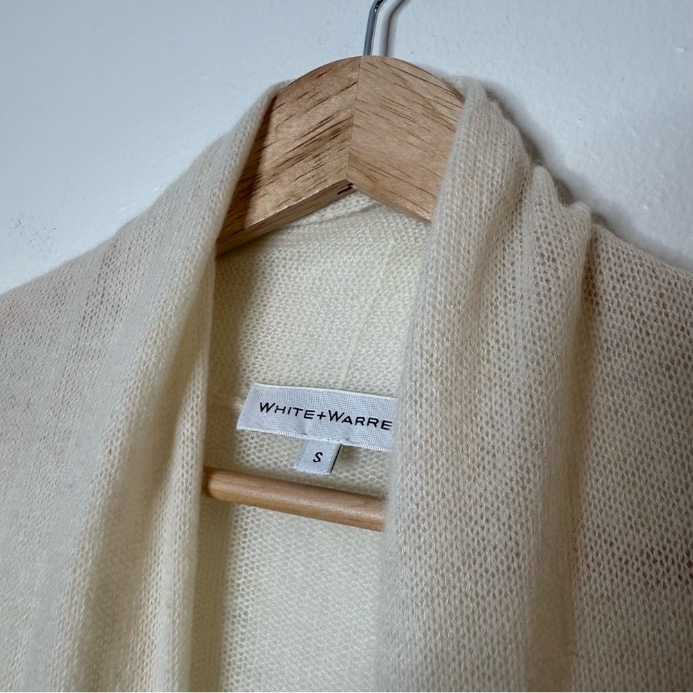 New White + Warren 100% Cashmere Trapeze Cardigan in Pearl White size small - Picture 6 of 13